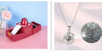 Metal Rose Jewelry Gift Box Necklace