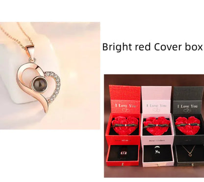 Metal Rose Jewelry Gift Box Necklace