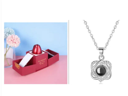 Metal Rose Jewelry Gift Box Necklace