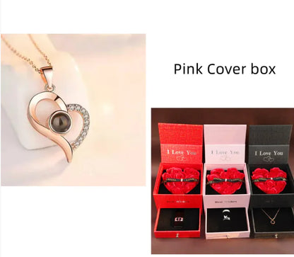 Metal Rose Jewelry Gift Box Necklace